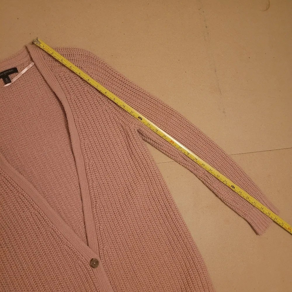 Banana Republic chunky knit cardigan  long sweater wool blend Medium - Picture 5 of 8